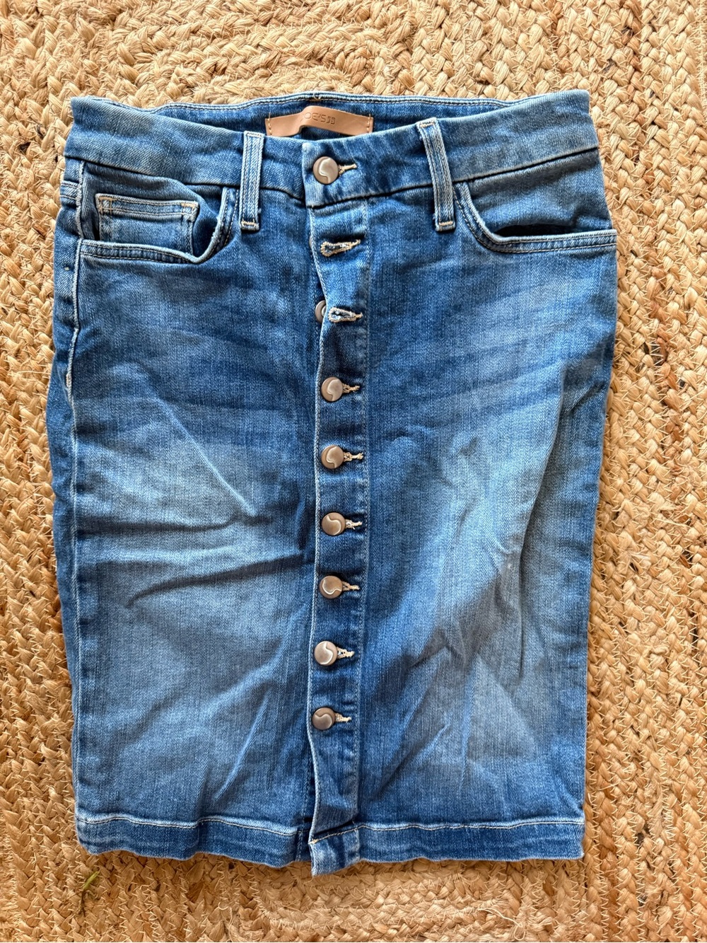 Joe's Jeans Medium Blue Button-Front Midi Denim Skirt